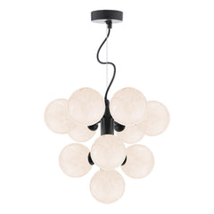 Vine 10 Light Pendant Satin Black With White Confetti Glass