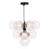 Vine 10 Light Pendant Satin Black With Clear/Opal Glass