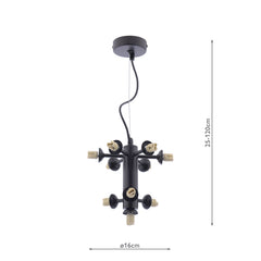 Vine 10 Light Pendant Satin Black Fitting Only