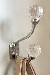 Laura Ashley Vivien Glass Double Hook Pair Chrome