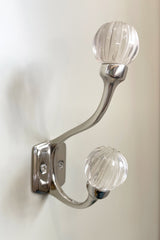 Laura Ashley Vivien Glass Double Hook Pair Chrome