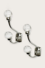 Laura Ashley Vivien Glass Double Hook Pair Chrome