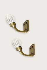 Laura Ashley Vivien Glass Single Hook Pair Antique Brass