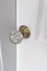 Laura Ashley Vivien Glass Mortice Knob Pair Antique Brass