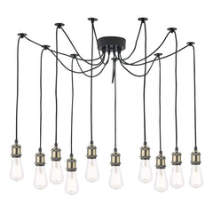 Waco 10 Light Pendant Antique Brass Matt Black