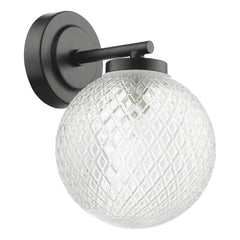 Wayne Bathroom Wall Light Matt Black Glass IP44 Dar Lighting