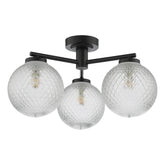 Wayne Bathroom 3 Light Semi Flush Matt Black Glass IP44 Dar Lighting