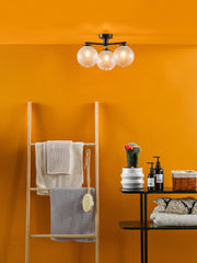 Wayne Bathroom 3 Light Semi Flush Matt Black Glass IP44 Dar Lighting