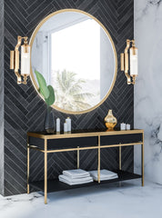 Franklite Empire Wall Light With Clear Ribbed Glass Rich Gold