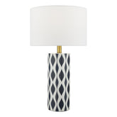 Weylin Table Lamp Blue And White Ceramic With Shade