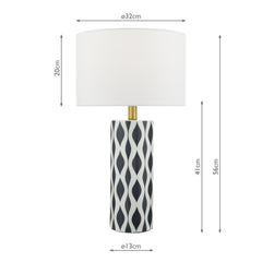 Weylin Table Lamp Blue And White Ceramic With Shade