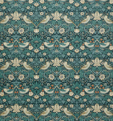 William Morris at Home Fabric Strawberry Thief Velvet Indigo