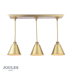 Joules Wollaton 3 Light Bar Pendant Matt Antique Brass and Matt White