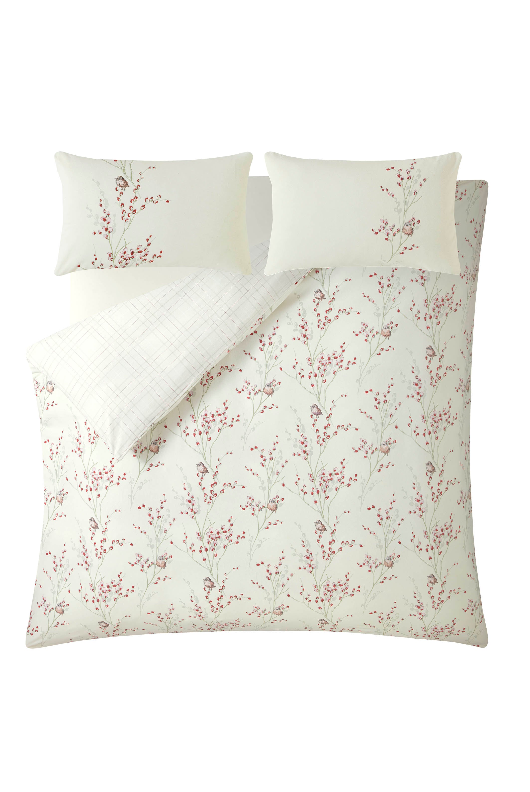 Laura Ashley Pussy Willow Winter Cranberry Red Duvet Cover and Pillowcase Set