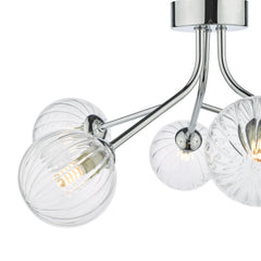 Yiska 6 Light Semi Flush Polished Chrome Ribbed Glass