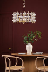 Yuridia 4 Light Pendant Satin Gold and Ribbed Glass