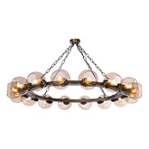 Zeus 16 light Pendant Antique Brass with Amber glass