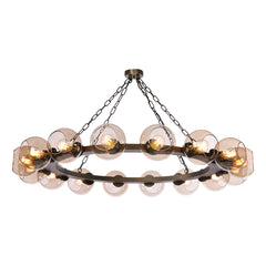Zeus 16 light Pendant Antique Brass with Amber glass