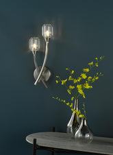 Zonda 2 Light Wall Light Brushed Nickel and Crystal