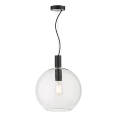 Zula 1 Light Single Pendant Black Clear Glass dar lighting