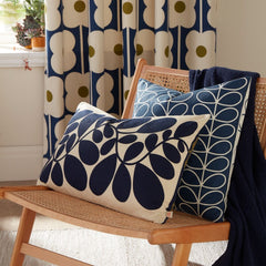 Orla Kiely Abacus Flower Navy Ready Made Eyelet Curtains