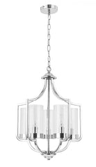 Ashley 5 Light Pendant Polished Chrome Ribbed Glass