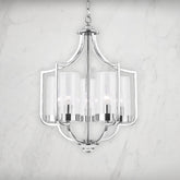 Ashley 5 Light Pendant Polished Chrome Ribbed Glass