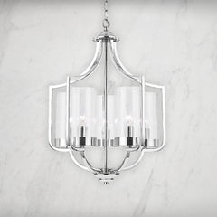 Ashley 5 Light Pendant Polished Chrome Ribbed Glass