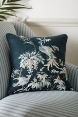 Laura Ashley Attleton Midnight Seaspray Microfibre 43x43cm Cushion