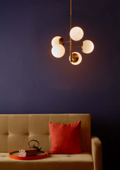 Bombazine 5lt Pendant Brass and Opal Glass BOM0535 Dar Lighting