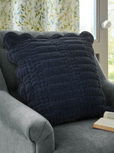 Laura Ashley Brady Scalloped Navy Microfibre 43x43cm Cushion