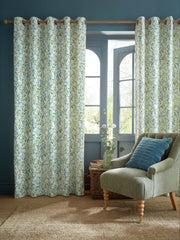 Laura Ashley Brayton Leaves Multi Ready Made Eyelet Curtains