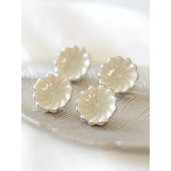 Laura Ashley Scalloped Drawer Pull, Off White & Silver, Set of 4
