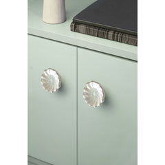 Laura Ashley Scalloped Drawer Pull, Off White & Silver, Set of 4