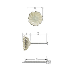 Laura Ashley Scalloped Drawer Pull, Off White & Silver, Set of 4