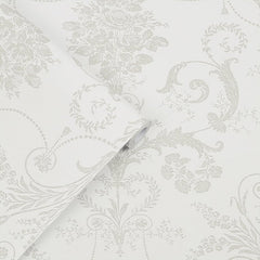 Laura Ashley Josette Wallpaper Dove Grey / White