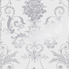 Laura Ashley Josette Metallic Wallpaper Silver