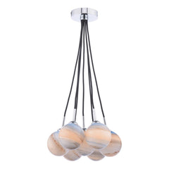 Elpis 7 Light Cluster Pendant Polished Chrome Planet Glass Dar Lighting