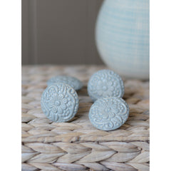 Laura Ashley Embossed Drawer Pull, Dark Duck Egg, Set of 4