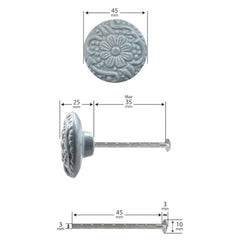 Laura Ashley Embossed Drawer Pull, Dark Duck Egg, Set of 4