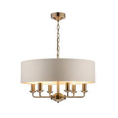 Laura Ashley Sorrento 6 Light Antique Brass Ivory Shade