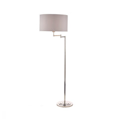 Laura Ashley Marlowe Swing Arm Floor Lamp Polished Nickel with Shade