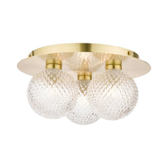 Laura Ashley Prague 3lt Flush Bathroom Light Glass Satin Brass IP44