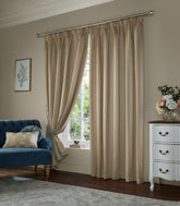 Laura Ashley Lille Stripe Truffle Pencil Pleat Curtains