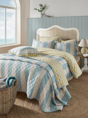 Laura Ashley Lille Stripe Seaspray Duvet Cover and Pillowcase Set