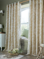 Laura Ashley Lloyd Caramel Eyelet Ready Made Curtains