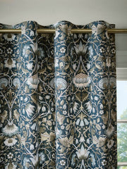 William Morris At Home Lodden Prussian Blue Ready Made Eyelet Curtains