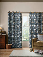 William Morris At Home Lodden Prussian Blue Ready Made Eyelet Curtains