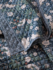 William Morris At Home Midnight Strawberry thief Prussian Blue 235x235cm Quilted Bedspread