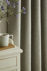Laura Ashley Milbourne Herringbone Grey Sage Ready Made Curtains